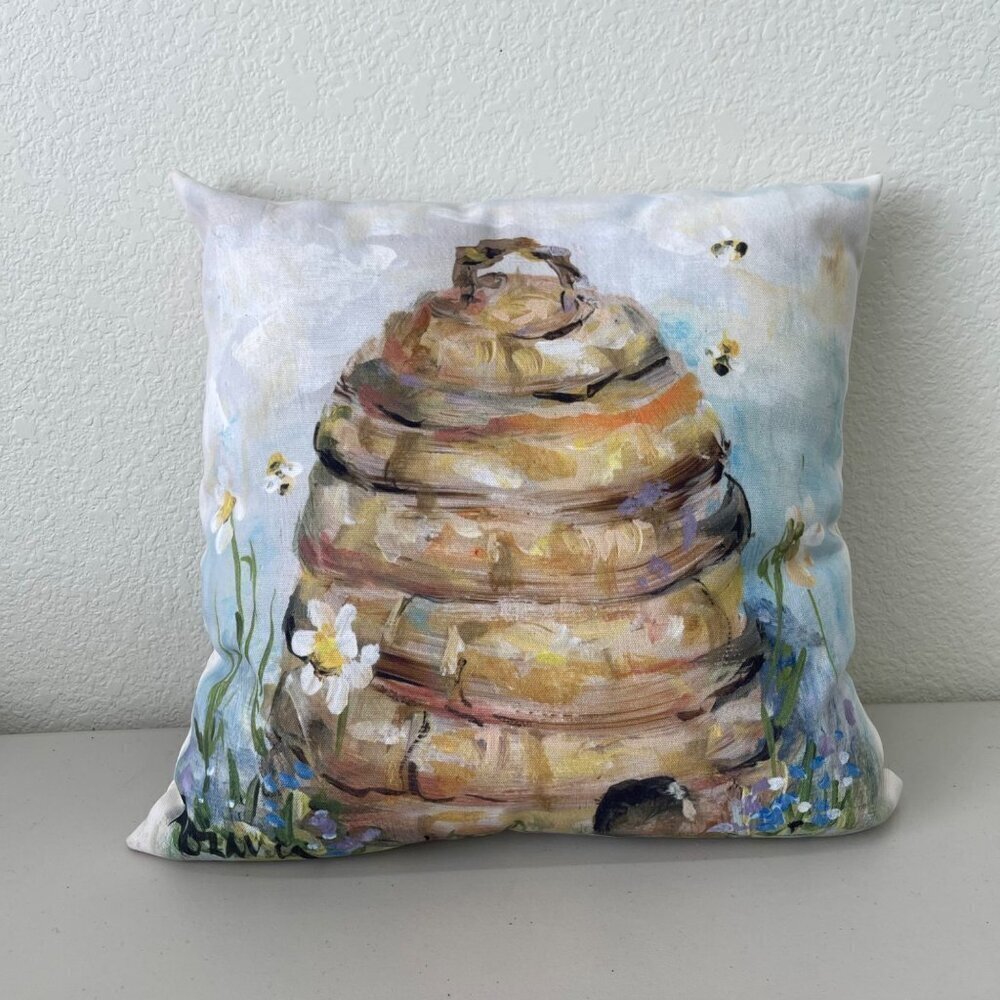 Climaweave Skep Bee Hive Indoor Outdoor Throw Pillow Decor by Rozanne Priebe NEW - Picture 5 of 6